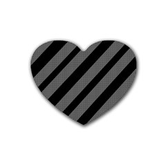 Black And Gray Lines Heart Coaster (4 Pack)  by Valentinaart