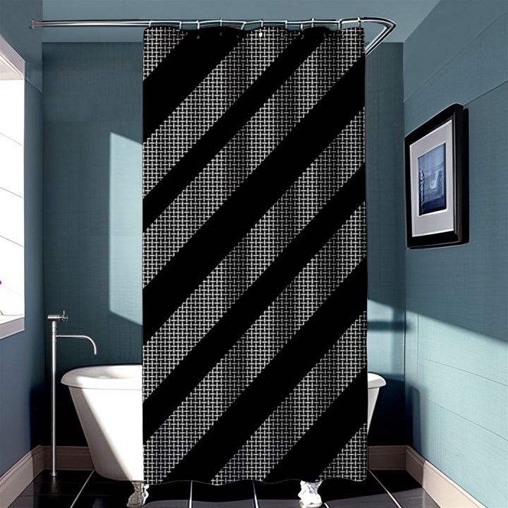 Black and gray lines Shower Curtain 36  x 72  (Stall) 