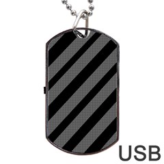 Black And Gray Lines Dog Tag Usb Flash (one Side) by Valentinaart