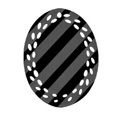 Black And Gray Lines Ornament (oval Filigree)  by Valentinaart