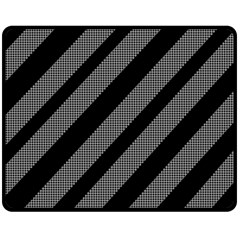 Black And Gray Lines Double Sided Fleece Blanket (medium)  by Valentinaart