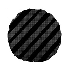 Black And Gray Lines Standard 15  Premium Flano Round Cushions by Valentinaart