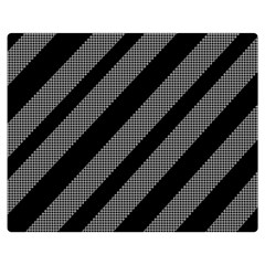 Black And Gray Lines Double Sided Flano Blanket (medium)  by Valentinaart