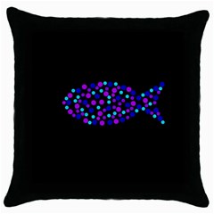 Purple Fish Throw Pillow Case (black) by Valentinaart