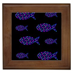 Purple Fishes Pattern Framed Tiles by Valentinaart