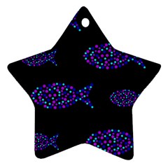 Purple Fishes Pattern Ornament (star)  by Valentinaart