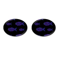 Purple Fishes Pattern Cufflinks (oval) by Valentinaart