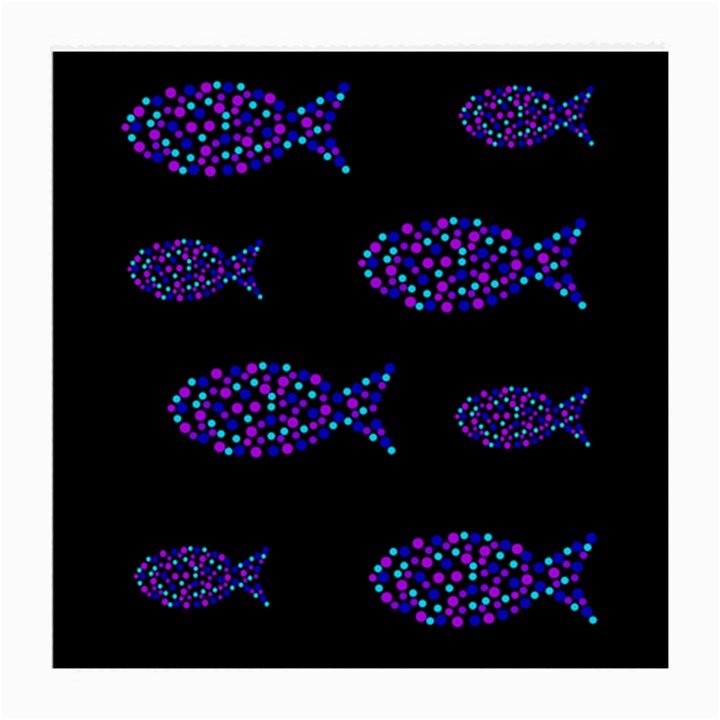 Purple fishes pattern Medium Glasses Cloth (2-Side)