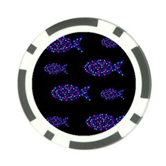 Purple Fishes Pattern Poker Chip Card Guards by Valentinaart