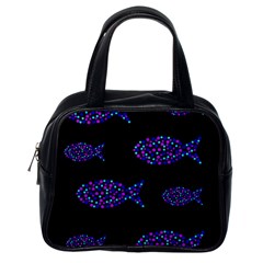 Purple Fishes Pattern Classic Handbags (one Side) by Valentinaart