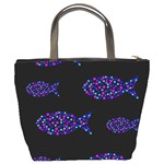 Purple fishes pattern Bucket Bags Back