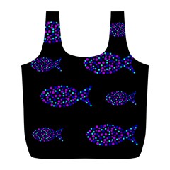 Purple Fishes Pattern Full Print Recycle Bags (l)  by Valentinaart