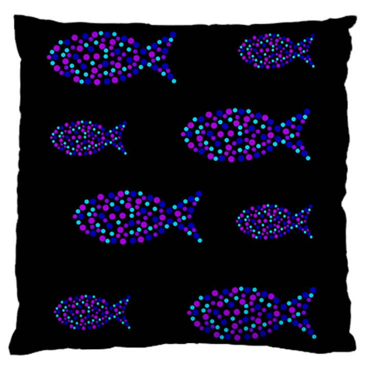 Purple fishes pattern Standard Flano Cushion Case (One Side)