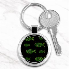 Green Fishes Pattern Key Chains (round)  by Valentinaart