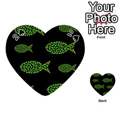 Green Fishes Pattern Playing Cards 54 (heart)  by Valentinaart