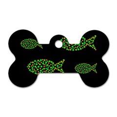 Green Fishes Pattern Dog Tag Bone (two Sides) by Valentinaart