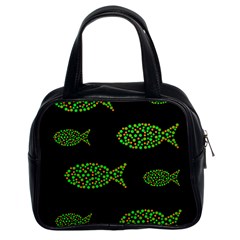 Green Fishes Pattern Classic Handbags (2 Sides) by Valentinaart