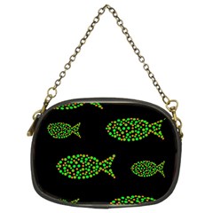 Green Fishes Pattern Chain Purses (two Sides)  by Valentinaart