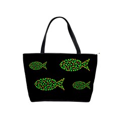 Green Fishes Pattern Shoulder Handbags by Valentinaart