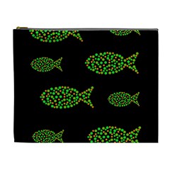 Green Fishes Pattern Cosmetic Bag (xl) by Valentinaart