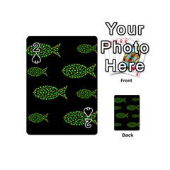 Green Fishes Pattern Playing Cards 54 (mini)  by Valentinaart