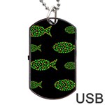 Green fishes pattern Dog Tag USB Flash (One Side) Front