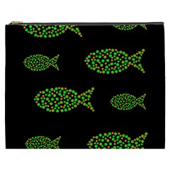 Green Fishes Pattern Cosmetic Bag (xxxl)  by Valentinaart