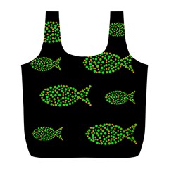 Green Fishes Pattern Full Print Recycle Bags (l)  by Valentinaart