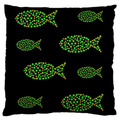 Green Fishes Pattern Standard Flano Cushion Case (two Sides) by Valentinaart