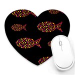 Orange fishes pattern Heart Mousepads Front