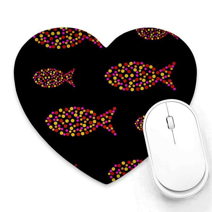 Orange fishes pattern Heart Mousepads