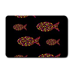 Orange Fishes Pattern Small Doormat  by Valentinaart