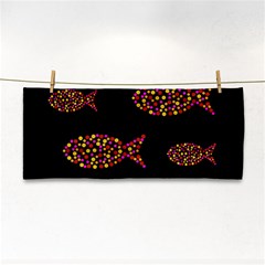 Orange Fishes Pattern Hand Towel by Valentinaart