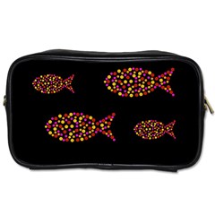 Orange Fishes Pattern Toiletries Bags 2-side by Valentinaart