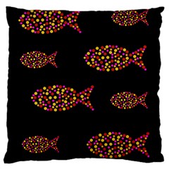 Orange Fishes Pattern Large Cushion Case (one Side) by Valentinaart