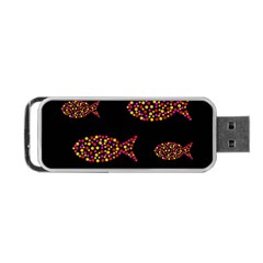 Orange Fishes Pattern Portable Usb Flash (two Sides) by Valentinaart