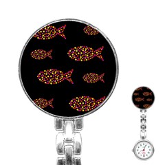 Orange Fishes Pattern Stainless Steel Nurses Watch by Valentinaart