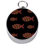 Orange fishes pattern Silver Compasses Front