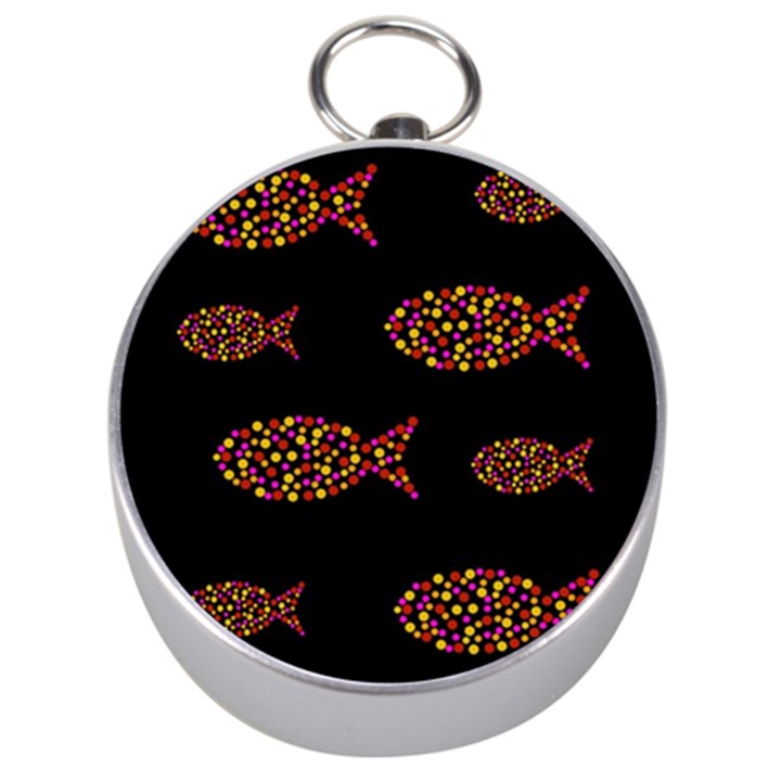 Orange fishes pattern Silver Compasses