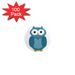 Cute Blue Owl 1  Mini Magnets (100 Pack)  by Valentinaart