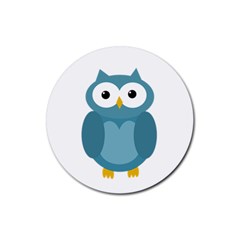 Cute Blue Owl Rubber Round Coaster (4 Pack)  by Valentinaart