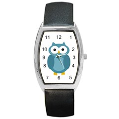 Cute Blue Owl Barrel Style Metal Watch by Valentinaart