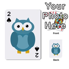 Cute Blue Owl Playing Cards 54 Designs  by Valentinaart