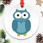 Cute blue owl Round Ornament (Two Sides)  Front