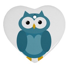 Cute Blue Owl Heart Ornament (2 Sides)