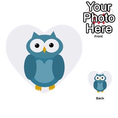 Cute Blue Owl Multi-purpose Cards (heart)  by Valentinaart