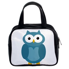 Cute Blue Owl Classic Handbags (2 Sides) by Valentinaart