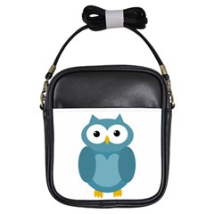 Cute Blue Owl Girls Sling Bags by Valentinaart