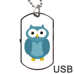 Cute Blue Owl Dog Tag Usb Flash (one Side) by Valentinaart