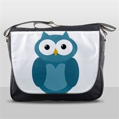 Cute Blue Owl Messenger Bags by Valentinaart